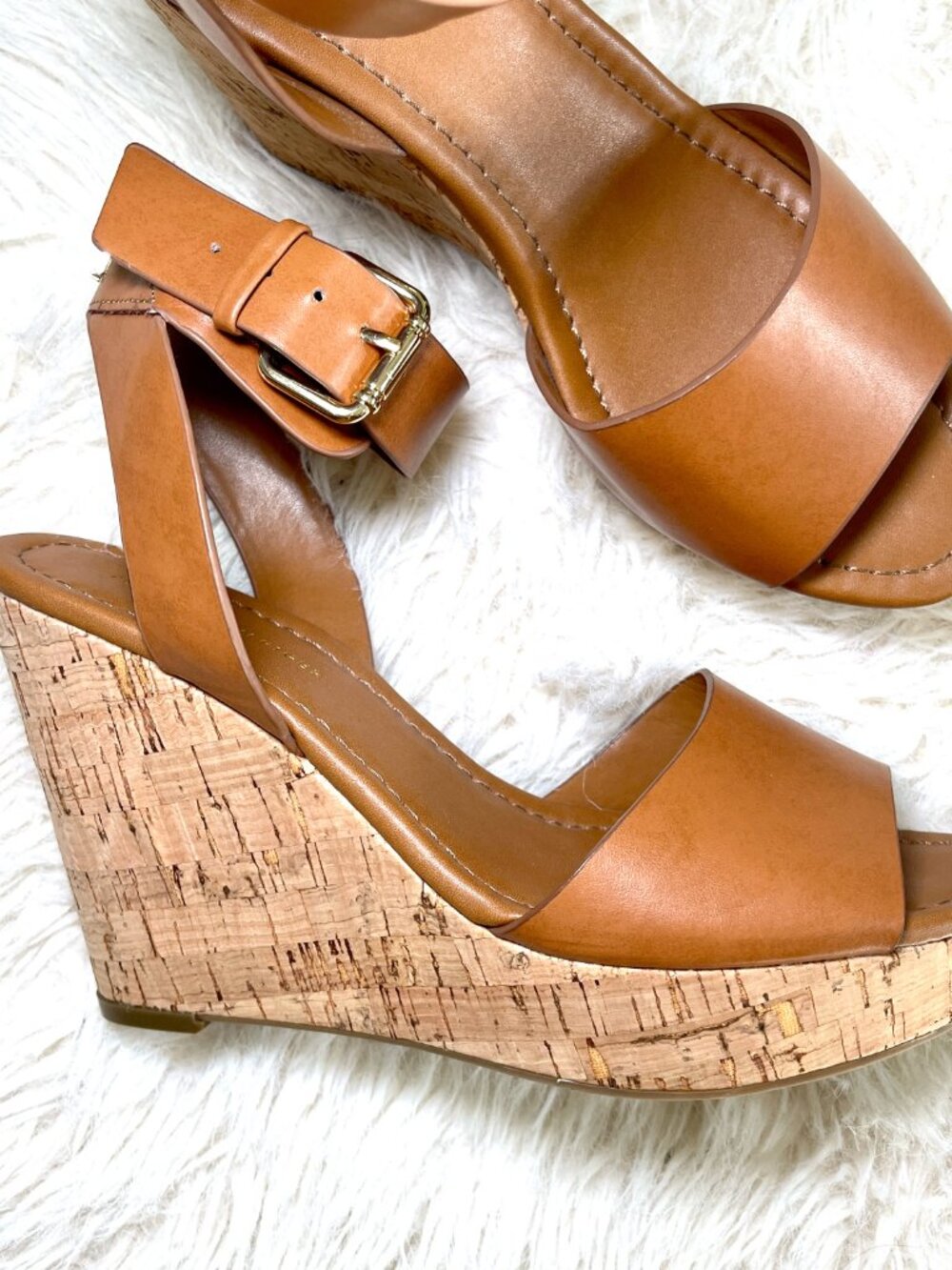 Tommy Hilfiger Tan Cork Wedge Sandals – New / Never Worn - Sz 7.5 - Picture 7 of 7